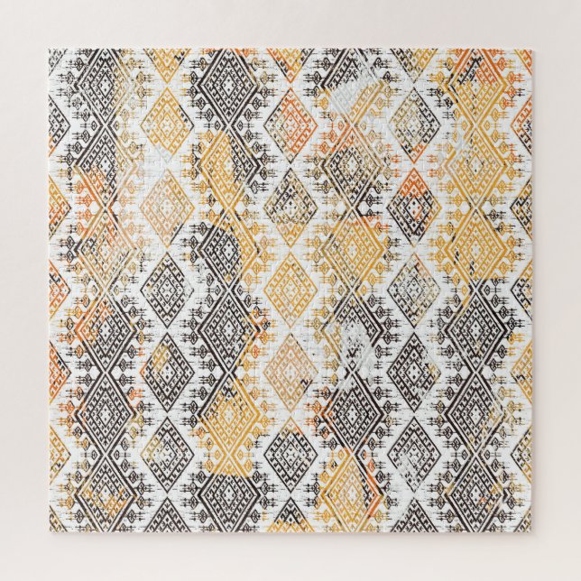 Geometric Boho Tribal: Distressed Pattern. Jigsaw Puzzle (Vertical)