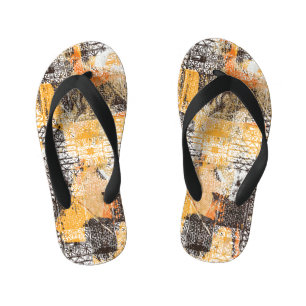 Geometric Boho Tribal Distressed Pattern Kid's Flip Flops