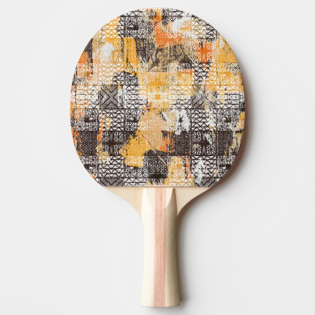 Geometric Boho Tribal Distressed Pattern Ping Pong Paddle (Front)