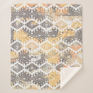 Geometric Boho Tribal: Distressed Pattern. Sherpa Blanket