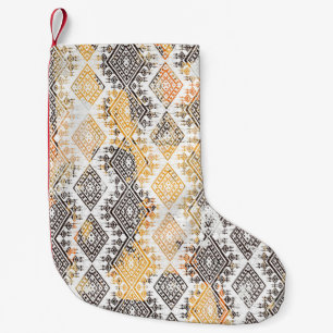 Geometric Boho Tribal: Distressed Pattern. Small Christmas Stocking