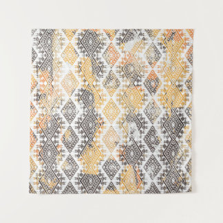 Geometric Boho Tribal: Distressed Pattern. Tapestry