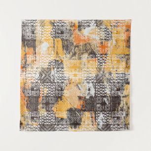Geometric Boho Tribal Distressed Pattern Tapestry