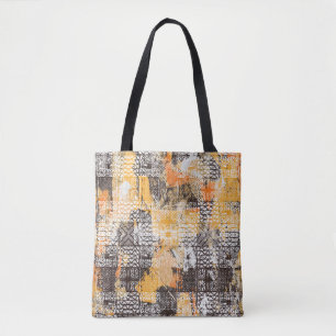 Geometric Boho Tribal Distressed Pattern Tote Bag