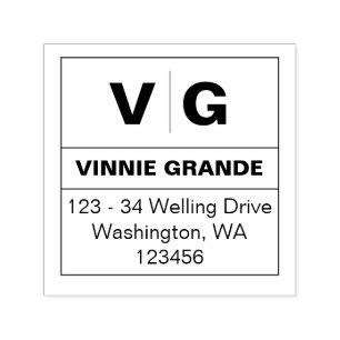 Geometric Bold Monogram Return Address Square Self-inking Stamp