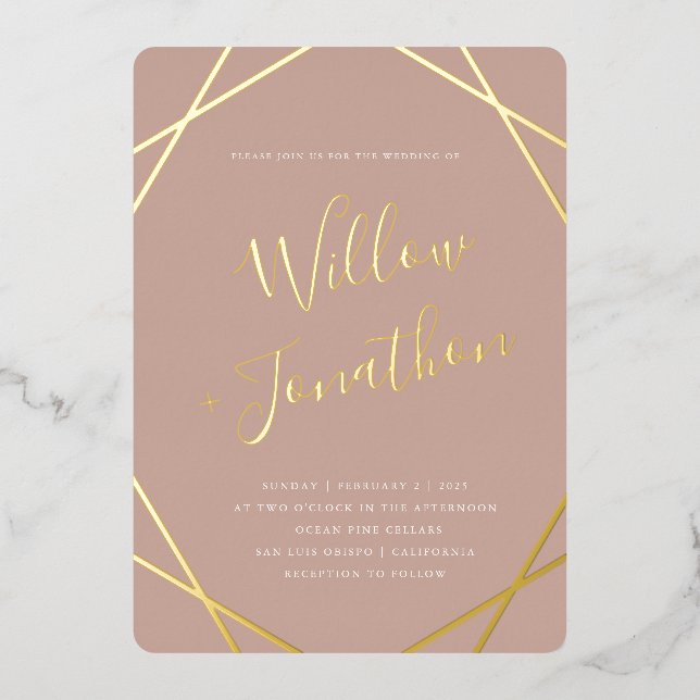 Geometric Border Foil Invitation (Front)