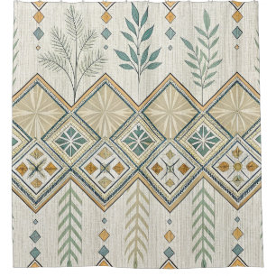 Geometric Botanical Folk Art Seamless Pattern
