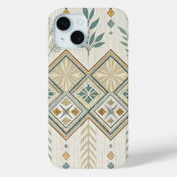 Geometric Botanical Folk Art Seamless Pattern