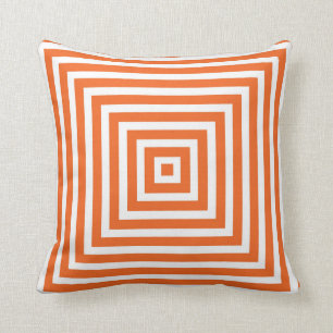 Geometric Box Pattern in Orange Throw Pillow