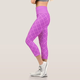 Geometric bright lilac art deco capri leggings