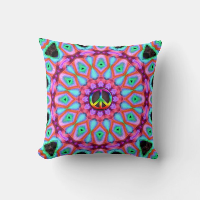 Geometric Brights Groovy Pink Blue Cushion (Front)