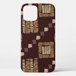 Geometric Brown Ethnic Tribal Background iPhone 12 Case