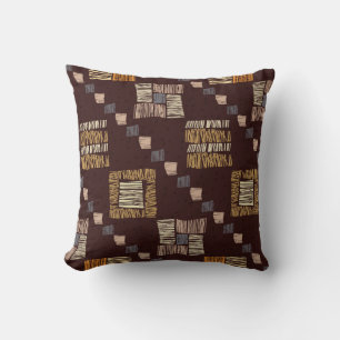 Geometric Brown Ethnic Tribal Background Throw Pillow
