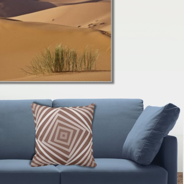 Geometric Brown Nested Box Spiral Pattern  Throw Pillow (Creator Uploaded)
