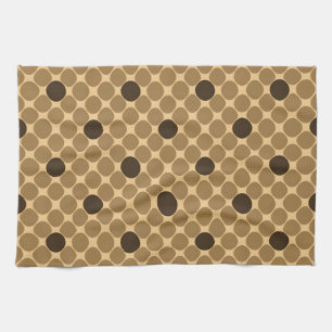 Geometric Brown Pattern with Circles Kitchen Towel