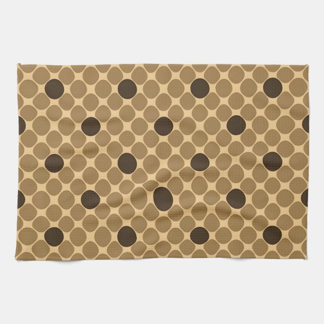 Geometric Brown Pattern with Circles Kitchen Towel (Horizontal)