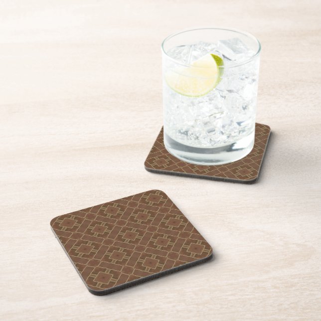 Geometric Brown Square  Coaster (Right Side)