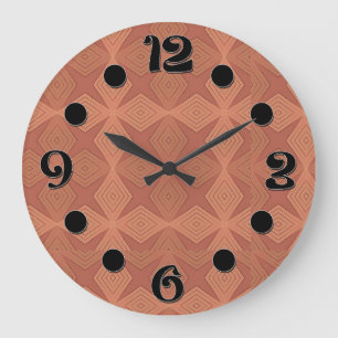 Geometric brown terracotta art deco large clock