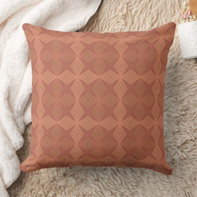 Geometric brown terracotta art deco throw pillow (Blanket)