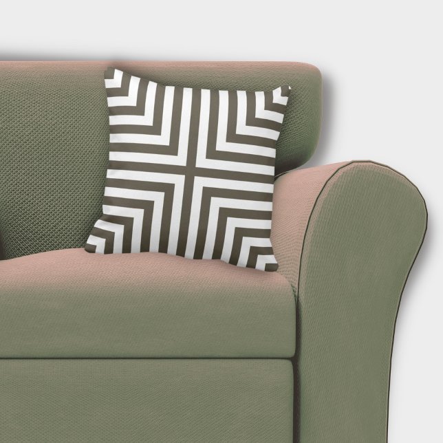 Geometric Brown & White Nested Angular Pattern Throw Pillow (Geometric Brown & White Nested Angular Pattern Throw Pillow)