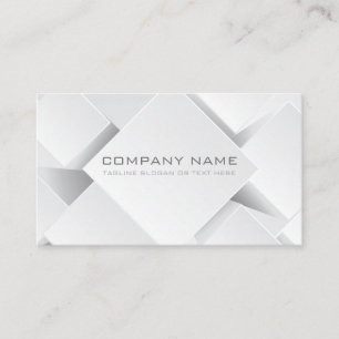 Geometric Business White and Pewter Blocks Card