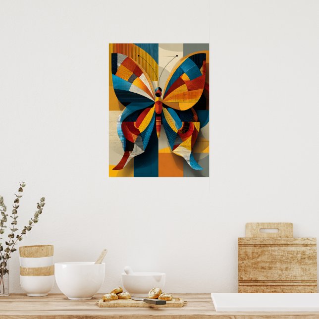 Geometric Butterfly Wall Art Poster (Kitchen)