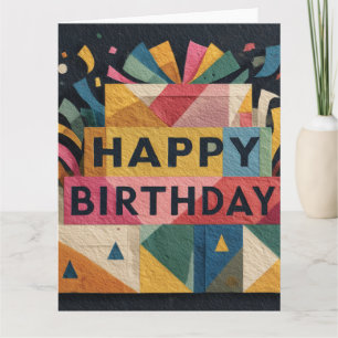 Geometric Cake Vibrant Abstract Birthday Design Card