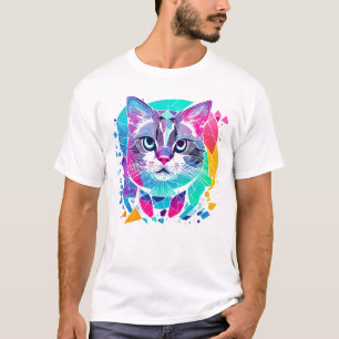 geometric cat abstract cat cats colorful geometric T-Shirt