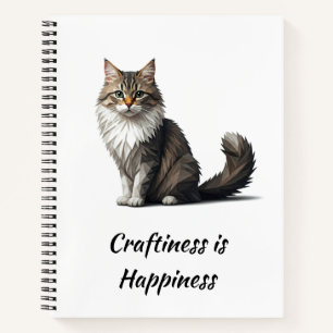 Geometric Cat Craftiness is Happiness Notebook