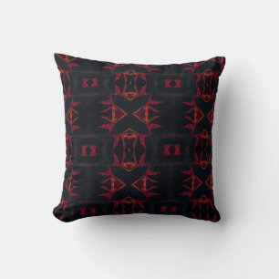 Geometric cat faces pattern mahogany brown pillow