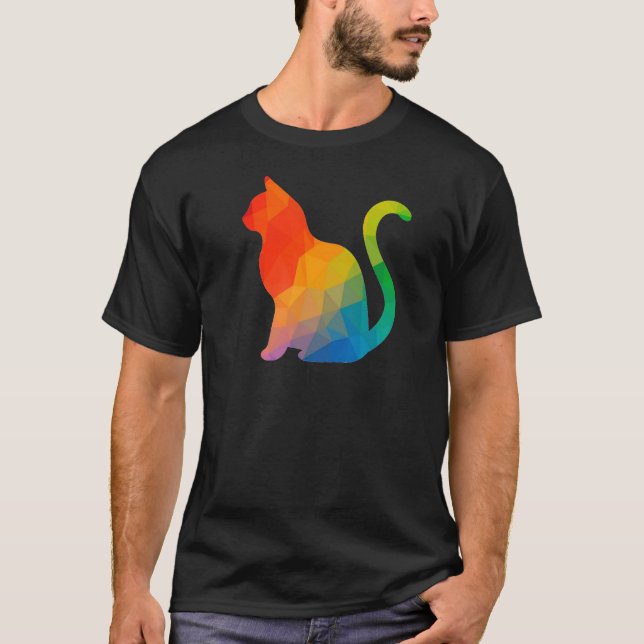 Geometric Cat T-Shirt - Dark (Front)