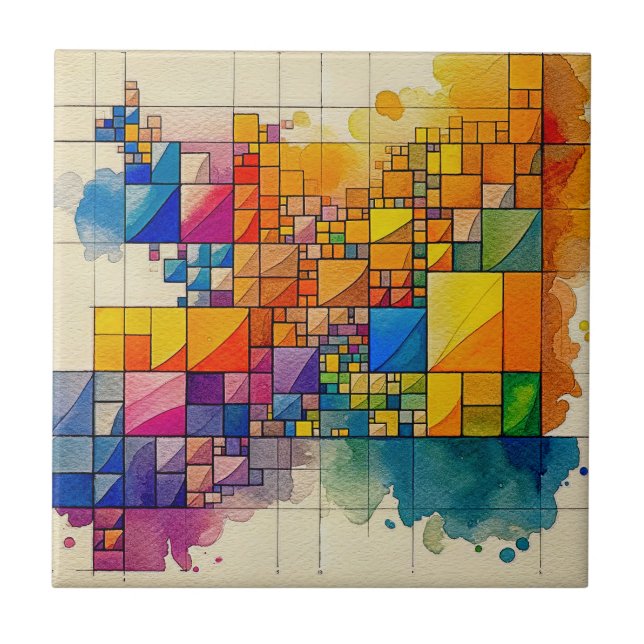 Geometric Ceramic Tile, Small (4.25" x 4.25") Tile (Front)