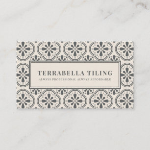 Geometric Charcoal Gray Cream Tiling Tiler Busines Business Card