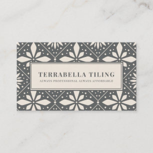 Geometric Charcoal Grey Black White Tiling Tiler Business Card