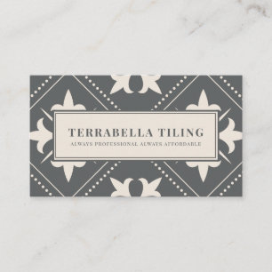 Geometric Charcoal Grey Cream Tiling Tiler Busines Business Card