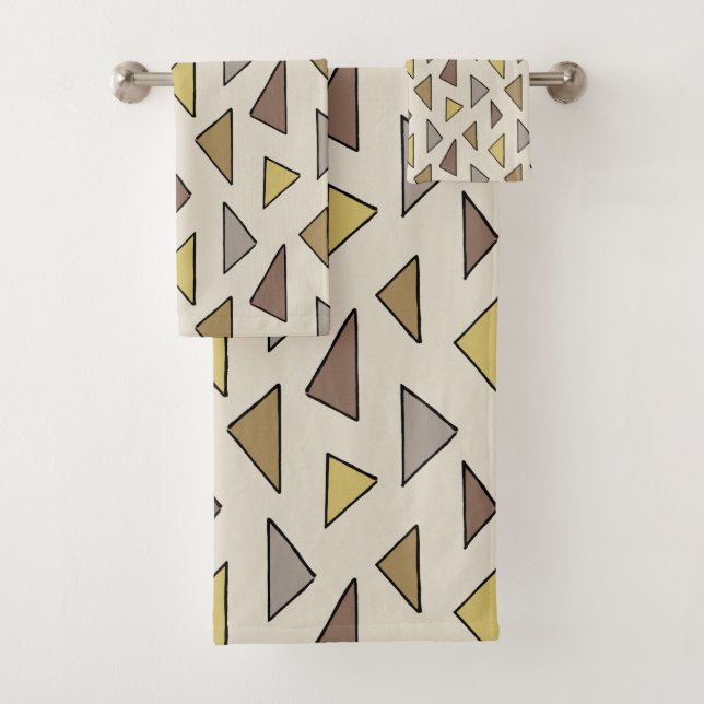 Geometric Charm Warm Earthy Bath Towel Set (Insitu)