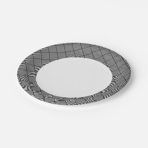 Geometric checked texture paper plate