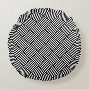 Geometric checked texture round pillow