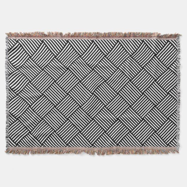 Geometric checked texture throw blanket (Front)