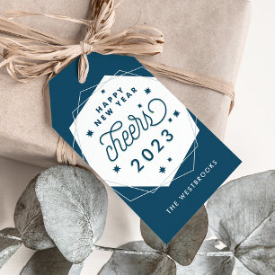 Geometric Cheer Happy New Year 2017 Gift Tags