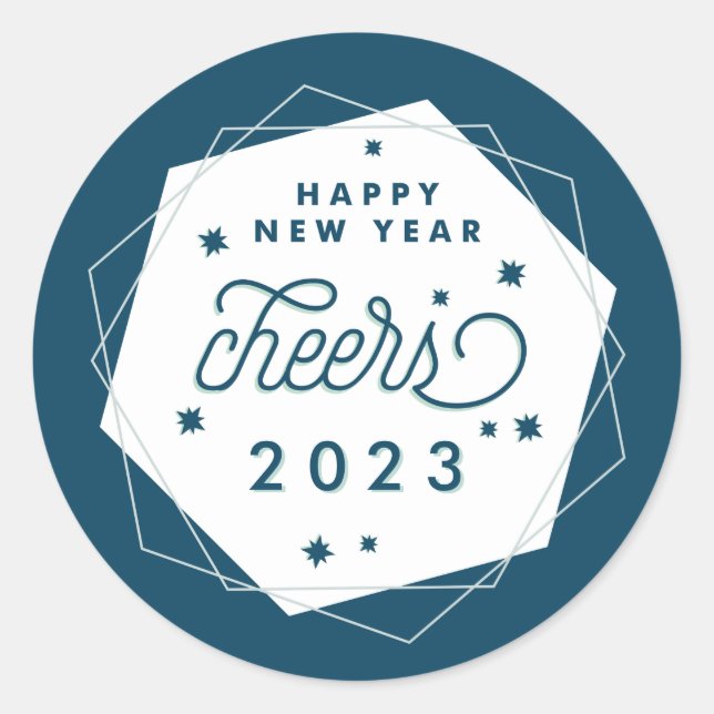 Geometric Cheer | New Year Classic Round Sticker (Front)