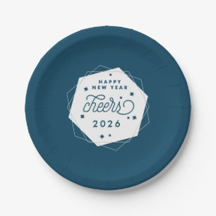 Geometric Cheer   New Year's Eve Party Paper Plate