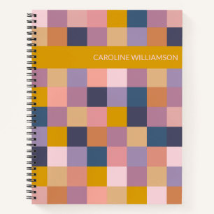Geometric Chequerboard in Purple Personalized  Notebook