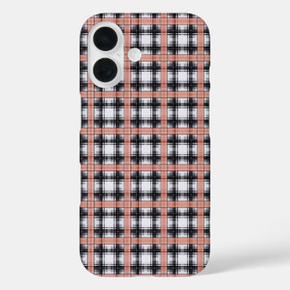 Geometric chequered pattern plaid brown iPhone 16 case