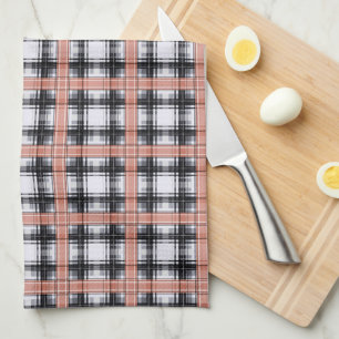 Geometric chequered pattern plaid brown kitchen towel