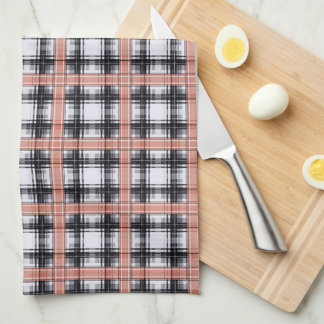 Geometric chequered pattern plaid brown kitchen towel