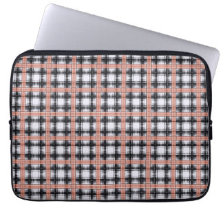 Geometric chequered pattern plaid brown laptop sleeve