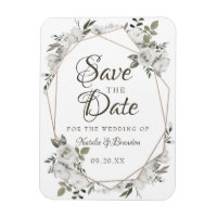Geometric Cherish White Floral Save the Date