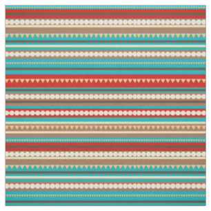 Geometric Chevron and Stripes Aqua Fabric