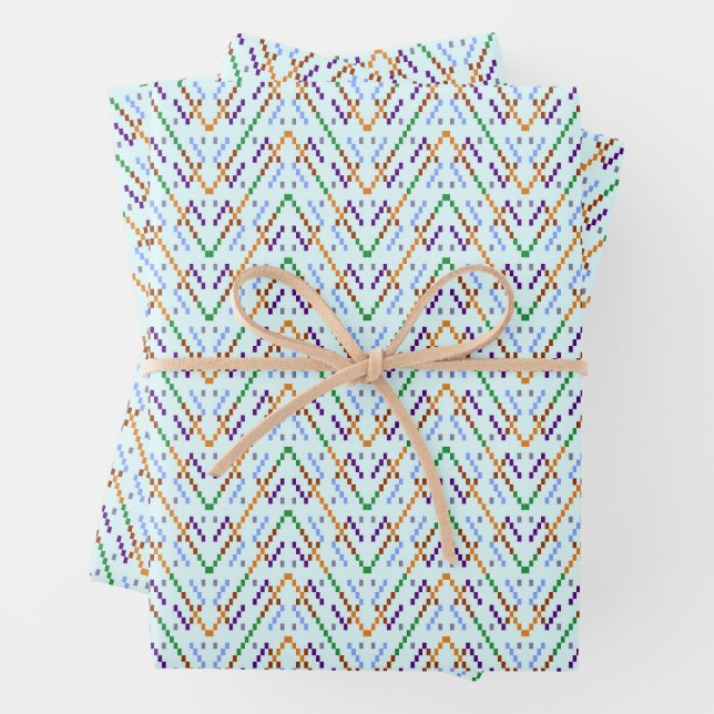 Geometric Chevron Zigzag Mosaic Seamless Pattern Wrapping Paper Sheet (In situ)